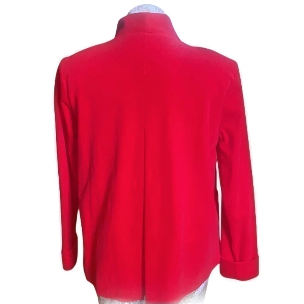 Adele Dallas Orr bright red fine wale corduroy Cropped swing blazer jacket Sz XS